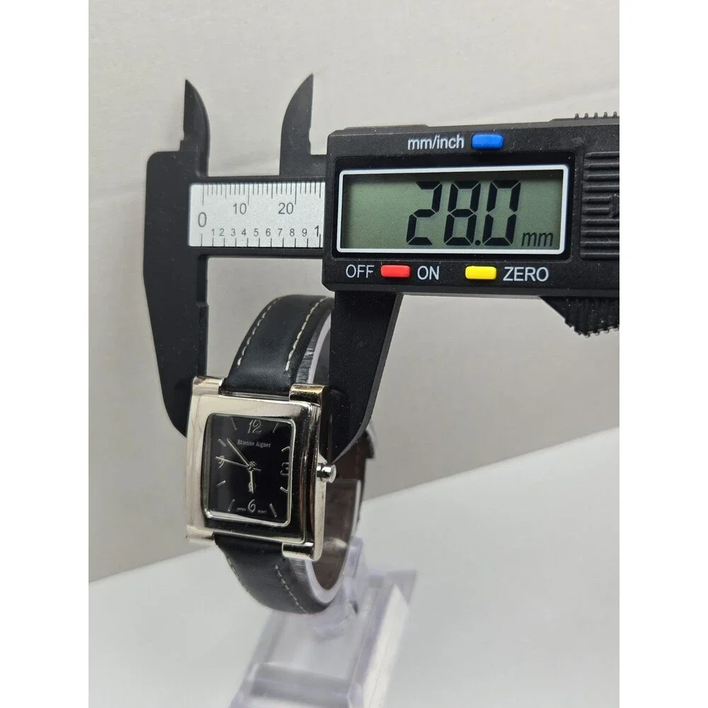 Vintage Etienne Aigner Womens Silver Black Dial Leather Quartz Watch New Battery